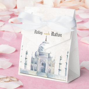 Elegant Taj Mahal Typology Watercolor Wedding Geschenkschachtel