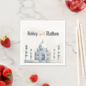 Elegant Taj Mahal Typology Watercolor Wedding Serviette (Beispiel)