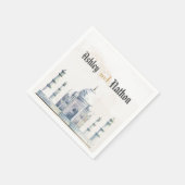 Elegant Taj Mahal Typology Watercolor Wedding Serviette (Ecke)