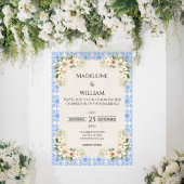 Elegant Talavera Blue Floral Bridal Shower Einladung