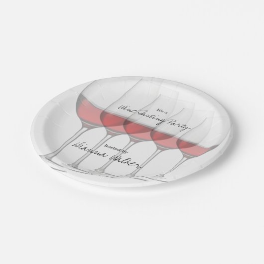 Elegant Tall Red Wine Glasses Pappteller (Schrägansicht)