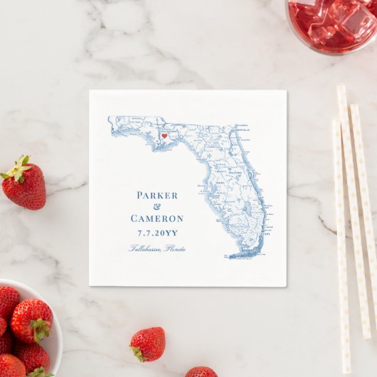 Elegant Tallahassee Florida Map Wedding Serviette (Beispiel)