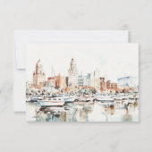 Elegant Tampa Florida Skyline Wasserfarbenhochzeit RSVP Karte (Rückseite)