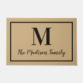 Elegant Tan Black Custom Monogram Initial Fußmatte (Vorderseite)