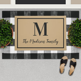 Elegant Tan Black Custom Monogram Initial Fußmatte