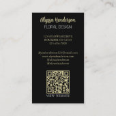 Elegant Tan & Black Floral Photo QR Code Logo Visitenkarte (Rückseite)