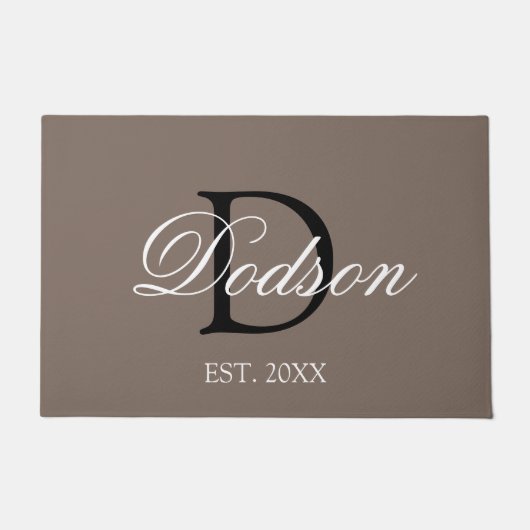 Elegant Tan Brown Script Family Monogram Fußmatte (Vorderseite)