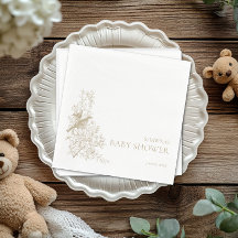 Elegant Tan Chinoiserie Nature Birds Babydusche