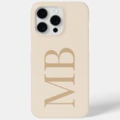 Elegant Tan Minimalistisch Initial Monogram Case-Mate iPhone Hülle (Rückseite)