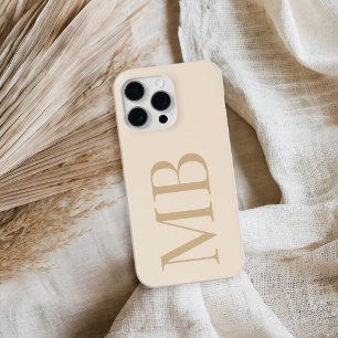 Elegant Tan Minimalistisch Initial Monogram Case-Mate iPhone Hülle
