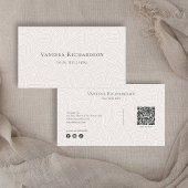 Elegant Tan Woven Geometric QR Code Social Visitenkarte
