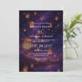 Elegant Tangled Lanterns Budget QR Code Wedding Einladung (Stehend Vorderseite)