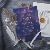 Elegant Tangled Lanterns Budget QR Code Wedding Einladung