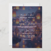 Elegant Tangled Lanterns Budget QR Code Wedding Einladung (Vorderseite)