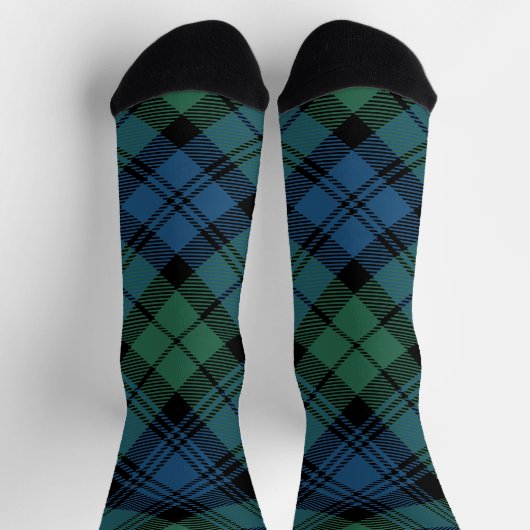 Elegant Tartan Campbell Blue Green Rustic Plaid Socken (Oben)