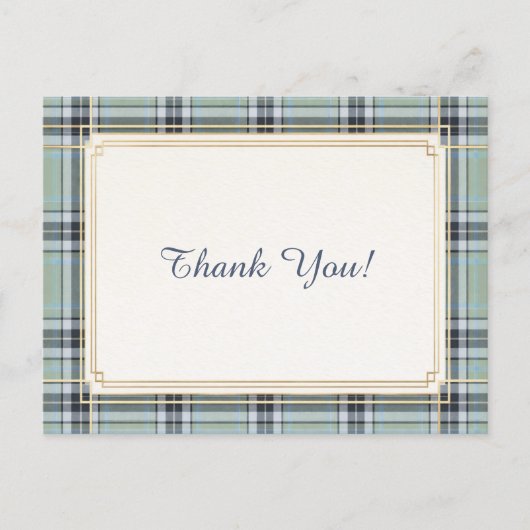 Elegant Tartan Frame Thank You Postkarte (Vorderseite)