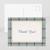 Elegant Tartan Frame Thank You Postkarte (Vorne/Hinten)