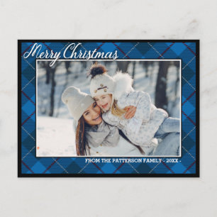 Elegant Tartan   Frohe Weihnachtsfamilie Foto Postkarte