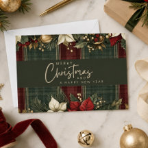 Elegant Tartan Kariert Poinsettias Frohe Weihnacht