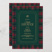 Elegant Tartan Plaid Baby Shower winter red Green Einladung (Vorne/Hinten)