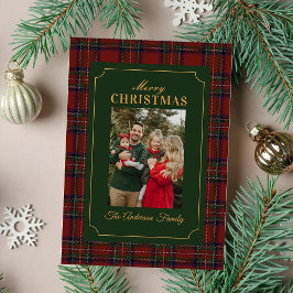 Elegant Tartan Plaid Family Photo Christmas Feiertagskarte