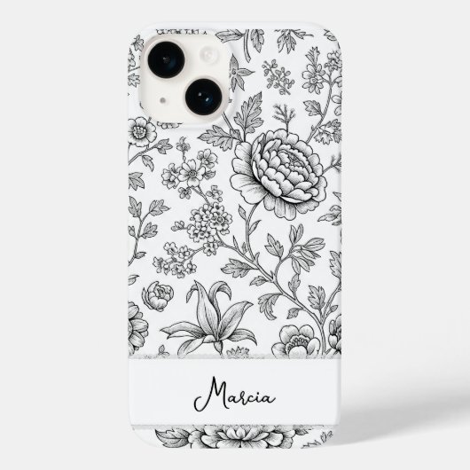 Elegant Tasteful Personalized Floral Drawing Case-Mate iPhone Hülle (Rückseite)