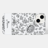 Elegant Tasteful Personalized Floral Drawing Case-Mate iPhone Hülle (Rückseite (Horizontal))