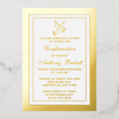 Elegant Taube heilige Kommunion oder Bestätigung r Folieneinladung (Vorderseite)