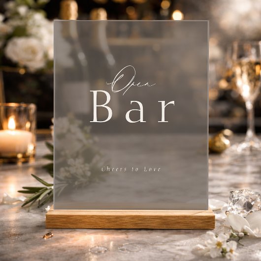 Elegant Taupe Acrylic Open Bar Wedding Sign Acrylschild