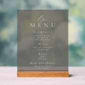 Elegant Taupe Acrylic Wedding Bar Menu Sign Acrylschild (Neutral)