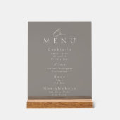 Elegant Taupe Acrylic Wedding Bar Menu Sign Acrylschild (Vorderseite)