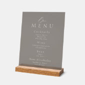 Elegant Taupe Acrylic Wedding Bar Menu Sign Acrylschild (Winkel)