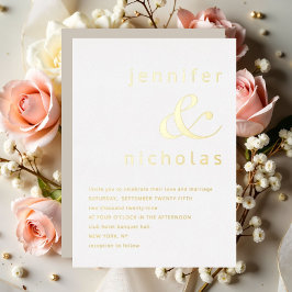 Elegant Taupe Ampersand Wedding Gold Folieneinladung