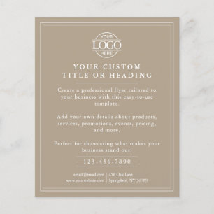 Elegant Taupe Beige-Logo-Werbeaktion Flyer