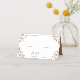 Elegant Taupe Beige Wedding Vintag Classic Platzkarte