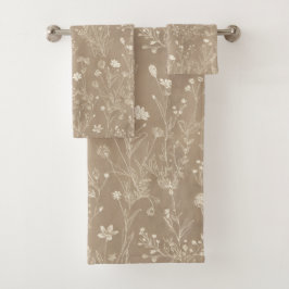 Elegant Taupe Brown Botanicals Badhandtuch Set