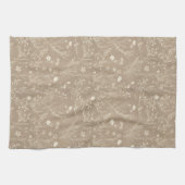 Elegant Taupe Brown Botanicals Kitchen Towel Geschirrtuch (Horizontal)
