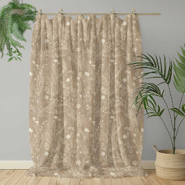 Elegant Taupe Brown Floral Fleecedecke