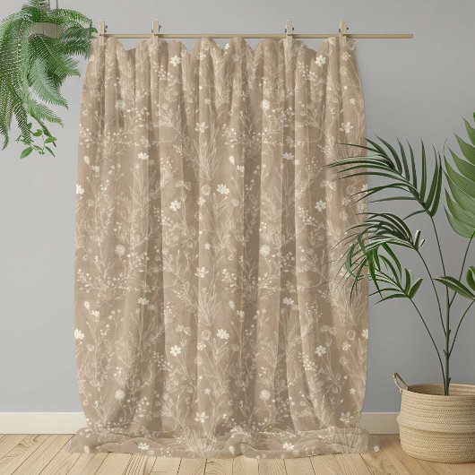 Elegant Taupe Brown Floral Fleecedecke