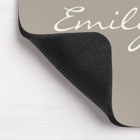 Elegant Taupe Brown Handwriting Script Name Custom Mousepad (Ecke)