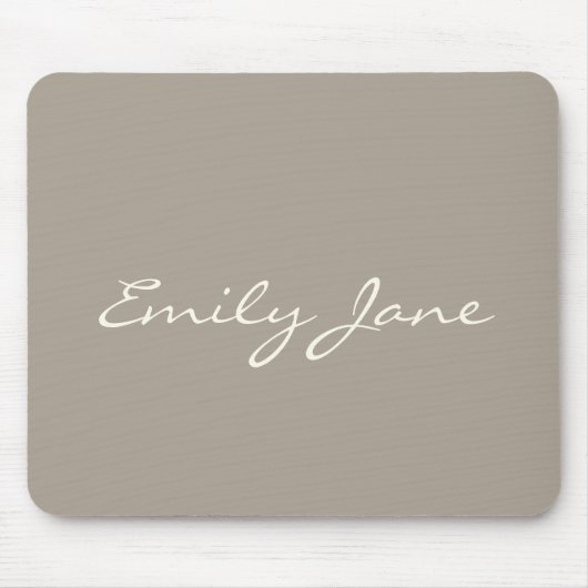 Elegant Taupe Brown Handwriting Script Name Custom Mousepad (Vorne)