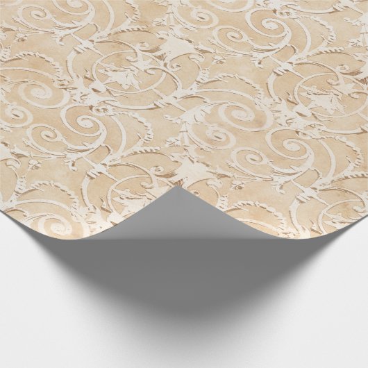 Elegant Taupe Damask Geschenkpapier (Ecke)