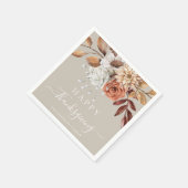 Elegant Taupe Fall Floral Happy Thanksgiving Serviette (Ecke)