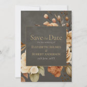 Elegant Taupe Floral Save the Date (Vorderseite)