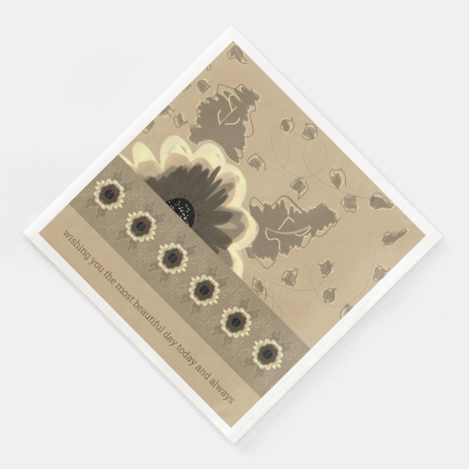 Elegant Taupe Floral Serviette (Ecke)