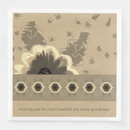 Elegant Taupe Floral Serviette