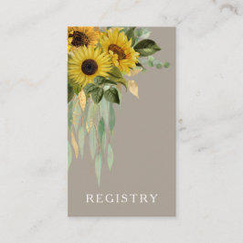 Elegant Taupe Floral Sunflowers Wedding Registry Begleitkarte