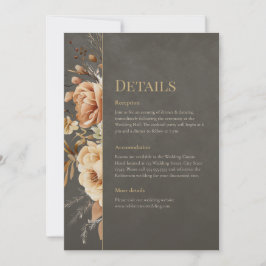 Elegant Taupe Floral Wedding Details Card Einladung