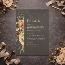 Elegant Taupe Floral Wedding Details Card Einladung