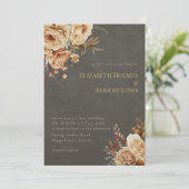 Elegant Taupe Floral Wedding Invitation Einladung (Stehend Vorderseite)